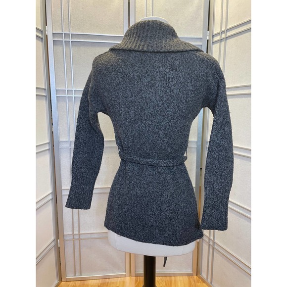 Gray Express Open Cardigan Sweater with Tie Waist Size Medium - Picture 3 of 5